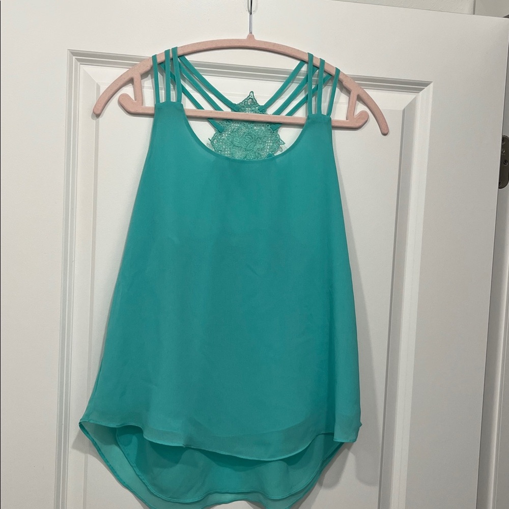 Teal Strappy Tank Top